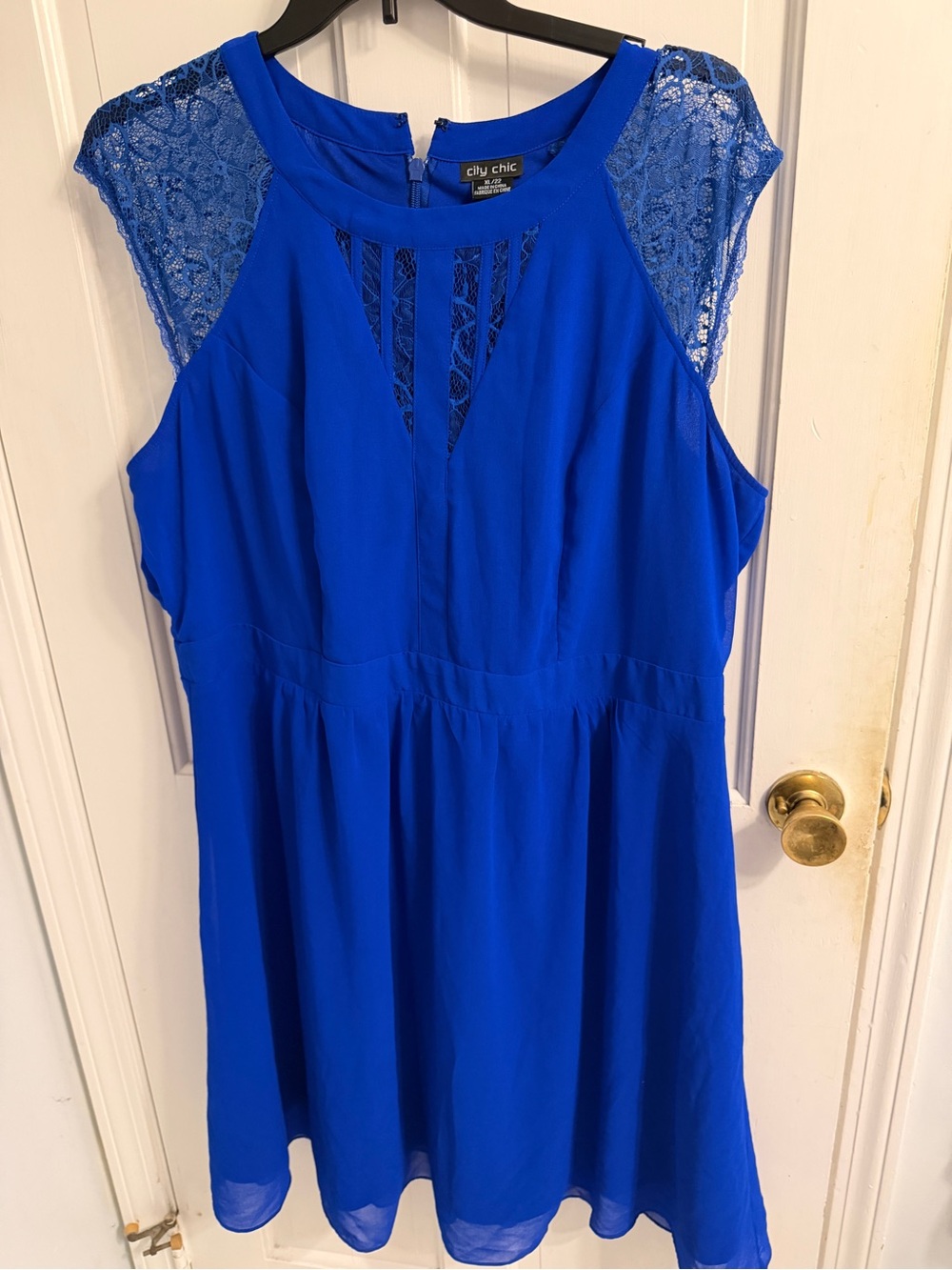 City Chic Cobalt Blue Lace-Back Sleeveless Tunic